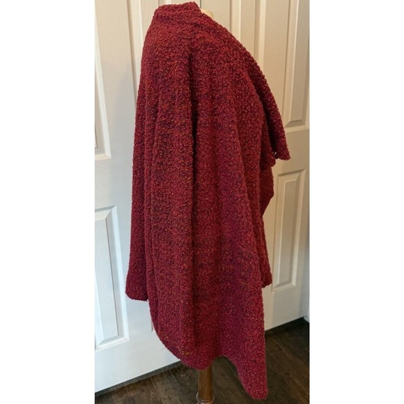 Habitat Cardigan Women's LG Chunky Knit Red/Pink Cowl Neck Open Front Lagenlook - Picture 13 of 16